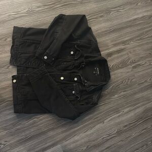 Brave Soul black denim jacket with silver buttons and chest pockets